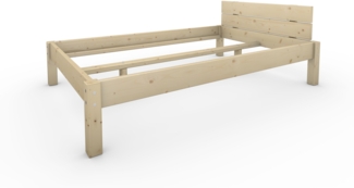 Pfostenbett Massivholzbett (Fichte) "Daybett" 120 x 190 cm 38 cm Holzbett 300kg