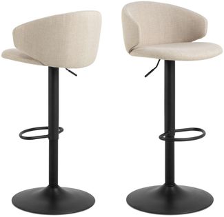 ACTONA GROUP Barhocker Ella (Set, 2 St, 2 stk), Barhocker, Basel beige, Trompete Gestell matt schwarz rau, 2 Stk