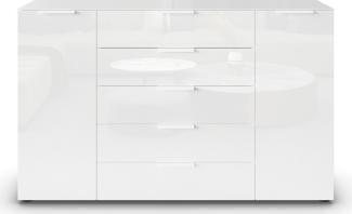 rauch Schubkastenkommode Flipp Kommode Sideboard Wäscheschrank, 2-türig, 5 Schubladen, Soft-Close, Oberboden und Front Glas, 2 Breiten
