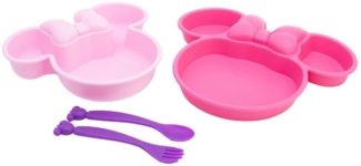Disney Minnie Mouse Kindergeschirr-Set 4-teilig – Teller, Schale & Besteck in Geschenkbox