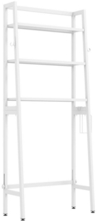 KOMFOTTEU Badregal Badezimmerregal Waschmaschinenregal, mit 2 Haken und Toilettenpapierhalter