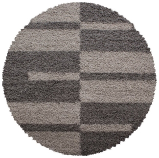 Carpettex Hochflor-Teppich Kariert Design, Rund, Höhe: 30 mm, Teppich Kariert Design Teppich im modern Stil Teppich Wohnzimmer