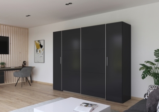 rauch Kleiderschrank, Dreh- und Schwebetürenschrank KRONACH, 4-türig, Grau metallic, 268 x 210 x 59 cm