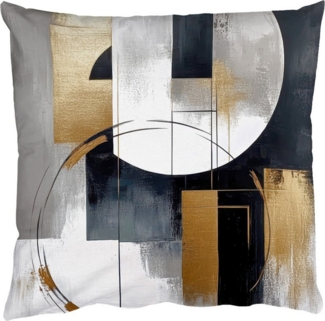 MuchoWow Dekokissen Abstrakt - Gold - Silber - Formen - Ästhetik, Dekoration, Zierkissen, Kissen mit Füllung, 50x30 cm