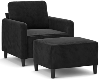 vidaXL Sessel mit Hocker Schwarz 60 cm Samt 3201169