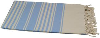 Hamamtuch Pestemal naturbeige hellblau 100x175 cm "Mira"
