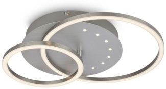 BRILONER - LED Deckenlampe mit kleinen LED-Dots, warmweißes Licht, Schwenkbare Deckenleuchte, LED Lampe Alufarbig, 24W Wohnzimmerlampe mit Speicherfunktion, 400 x 300 x 75 mm (LxBxH), Silber