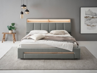INOSIGN Polsterbett CiTY/GiRON, gepolstertes Stauraumbett, mit LED Beleuchtung, Bettkasten mit Hundebett oder als Stauraum, klappbare Kopfteile