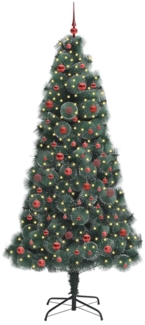 vidaXL Künstlicher vorbeleuchteter Weihnachtsbaum mit Kugelset 210 cm 3396178