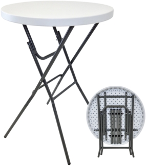 Stehtisch klappbar Ø 80 cm Tischplatte Höhe 110 cm Stahlgestell Partytisch Bistrotisch in weiß