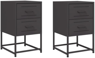 vidaXL Nachttische 2 Stk. Schwarz 36x39x60,5 cm Stahl 846459