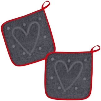 Kracht Topflappen 100% Liebe, (Set, 2-tlg, Set), 2er Set Topflappen, Baumwoll Frottier, ca. 22x22 cm