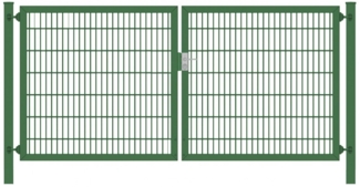 Einfahrtstor Classic Plus (2-flügelig) symmetrisch Moosgrün 6/5/6er Doppelstabmatte Breite 250 cm x Höhe 180 cm