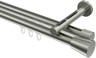 Innenlauf-Gardinenstangen-Set Siteno Sitra 100 cm, 2-läufig, 20 mm Ø Edelstahl-Optik