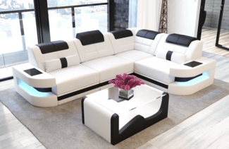 Sofa Dreams Ecksofa Como L Form Leder, Couch, mit LED, wahlweise mit Bettfunktion als Schlafsofa, Designersofa