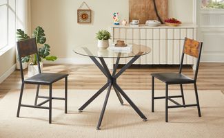 Runder Esstisch aus Glas 90x78 cm, schwarz, für 1-4 Personen, Metallgestell