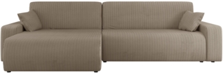Ecksofa Pixalo L Cord Maxi mit Bettkasten und Schlaffunktion (Farbe: Poso 02)