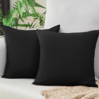 2er Set Vielit Kissenbezug Schwarz 40x40 Mikrofaser Öko Hypoallergen