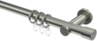 Gardinenstangen-Set Platon Santo 240 cm (geteilt in 2x120 cm), 1-läufig, 20 mm Ø Edelstahl-Optik