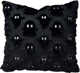 CLTYQ Kissenbezug Halloween Kissenbezug 45x45 cm – Geister Design, Schwarz, (1 Stück), aus weichem Plüsch-Kunstfell - Für herbstliche Heimdekoration