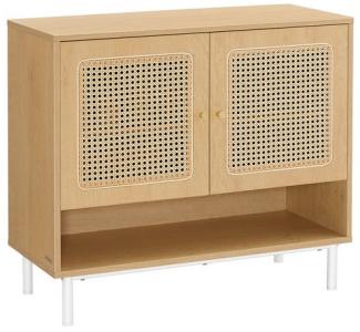 Vasagle Schuhschrank 3 Ebenen, Schrank, mit Türen im Rattan-Look, höhenverstellbare LBCDE049N01