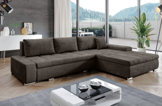 AX LIVING Eckcouch mit Bettfunktion Tunceli Braun - 297cm breit Modern