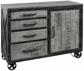 Sideboard Mango 120 x 46 x 92 grau lackiert HEAVY INDUSTRY #125