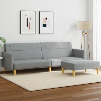 vidaXL Schlafsofa 2-Sitzer mit Fußhocker Hellgrau Stoff 3216243