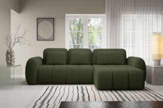 Ecksofa Schlafsofa Sofa CARIA in Stoff Quelle Grün Ottomane Rechts