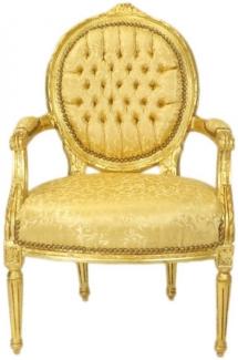 Casa Padrino Barock Medaillon Salon Stuhl Gold Muster / Gold - Möbel Antik Stil