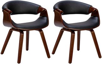 2er Set Esszimmerstuhl VIZON - Kunstleder Walnuss/schwarz 62x52x76 cm | Essstühle Esszimmerstühle Küchenstühle Wohnzimmerstühle