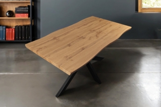 SAM® Esstisch TorbenS, Holz Wildeiche-Optik, Spider-Metallgestell, Baumkante
