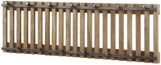 Garderobe Tamil Mangoholz massiv, modernes Latten-Design, braun, 13 Haken, Wandmontage