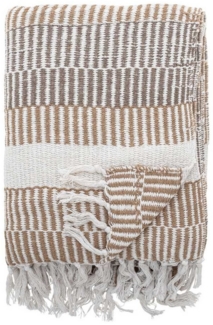 Wolldecke Bloomingville Decke ISNEL Natur Braun Gestreift 160x130 cm, Bloomingville