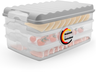 BigDean 3 Stück Aufschnittboxen für Kühlschrank Größe L – Aufbewahrung von Wurst, Käse u.v.m. – stapelbare Aufschnittdosen Made in Germany