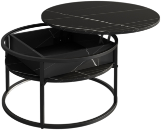 Vicco Couchtisch Schwarz/Marmor-Weiß 77x77 cm, Marlo