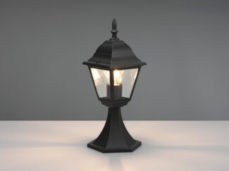 LED Sockelleuchte nostalgische Laterne, Aluminium Schwarz Höhe 39cm