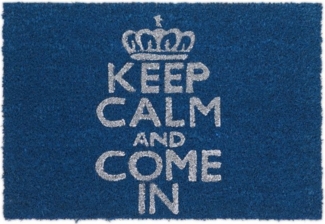 Fußmatte Keep Calm Kokos blau 40x60 cm 10017784