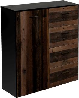 Kommode 'TEXAS', Schwarzstahl foliert/ Texas Eiche Nb., ca. 118x97 cm
