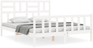 vidaXL Massivholzbett mit Kopfteil Weiß 3193082