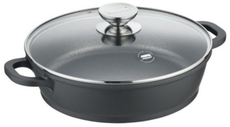 Berndes Servierpfanne mit Glasdeckel 24, 28 oder 32 cm, Aluguss, schwarz - Vario Click, Aluminium-Vakuumdruckguss