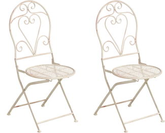 Gartenstuhl 2er Set FOLELLI klappbar Metall Hellbeige