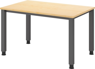 bümö manuell höhenverstellbarer Schreibtisch 120x80 cm in Ahorn, Metall-Gestell: Graphit - PC Tisch höhenverstellbar & belastbar bis 140 kg, Büro- und Computertisch klein, QS-12-3-G