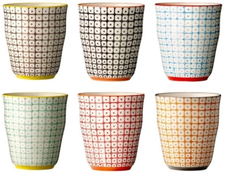 Bloomingville Becher Carla Cup, Red, Stoneware, 6er Set, aus Keramik, 200 ml, Becherset, Trinkbecher, Kaffeebecher, dänisches Design