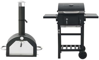 vidaXL 3-in-1 Outdoor-Pizzaofen & Grill Schwarz 3079733
