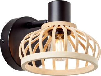 Brilliant Norah Wandspot holz hell/schwarz, Metall/Bambus, 1x D45, E14, 28 W