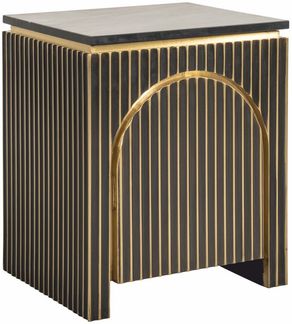 Casa Padrino Luxus Nachttisch mit Tür und Marmorplatte Schwarz / Gold H. 60 cm