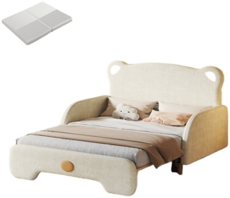 Sweiko Polsterbett (Ausziehbetten), Bärenform, Kinderbett mit Schutzkanten, 140x110 cm&140x200 cm