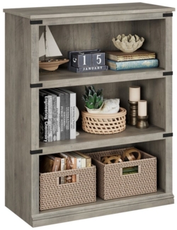 GarveeMore Bücherregal 3 Etagen Bücherregal, Hohe Bücherregal Holz Offene Anzeige Bücherregal