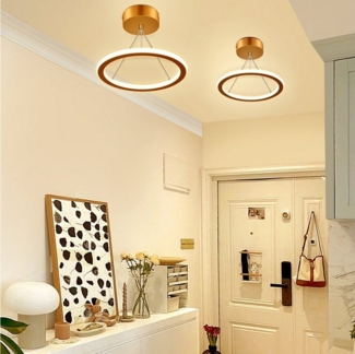 LETGOSPT Deckenleuchte 16W Moderne LED Deckenlampe, Goldfarben Rund Pendelleuchte Ø23cm, LED fest integriert, Warmweiß, Höhenverstellbar Pendelleuchte,für Wohnzimmer, Esszimmer, Schlafzimmer